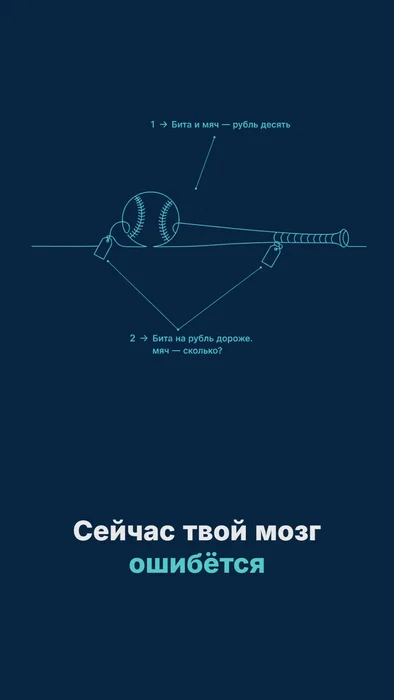 Ролик «Когнитивные искажения»: бита и мяч — 185 тыс. просмотров